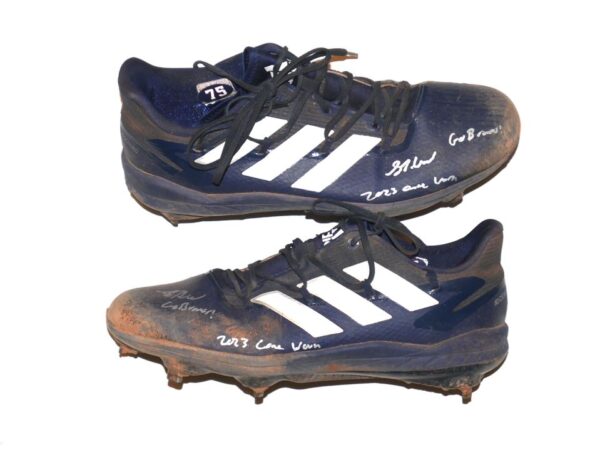 Luke Waddell 2023 Atlanta Braves #75 Game Worn & Signed Blue & White Adidas Adizero Baseball Cleats