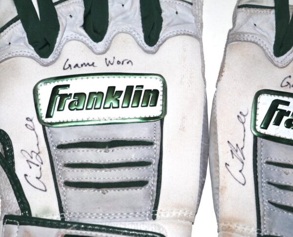 Cade Bunnell 2023 Mississippi Braves Game Worn & Signed White & Green Franklin Batting Gloves