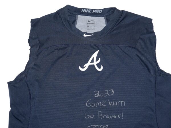 David McCabe 2023 Game Worn & Signed Official Atlanta Braves Nike Pro XL Shirt