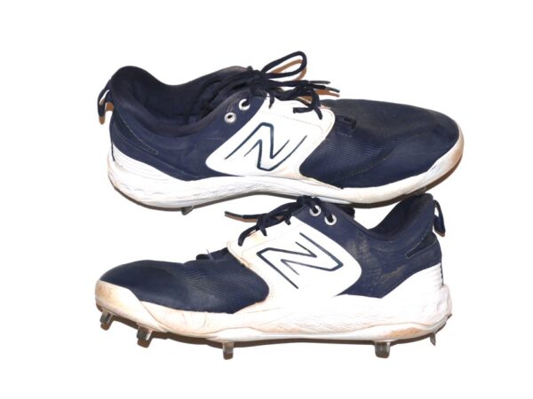 David McCabe 2023 Rome Braves Game Worn & Signed Blue & White New Balance Baseball Cleats