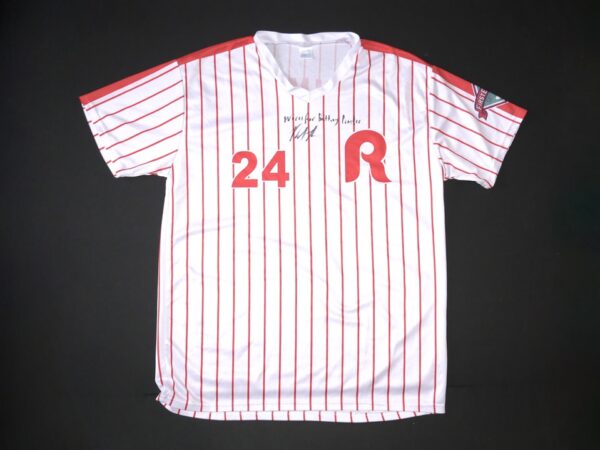 Herbert Iser Reading Fightin Phils Batting Practice Worn & Signed Mike Schmidt Replica Jersey