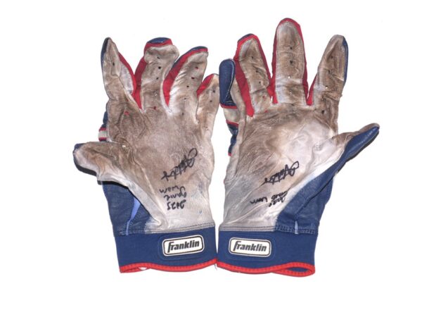 Javier Valdes 2023 Mississippi Braves Game Worn & Signed Franklin Powerstrap Batting Gloves