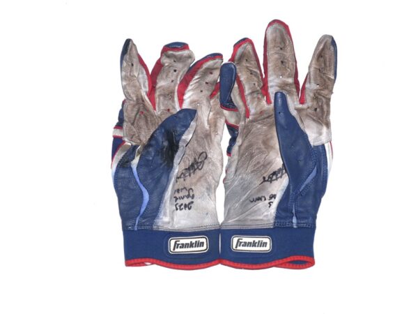 Javier Valdes 2023 Mississippi Braves Game Worn & Signed Franklin Powerstrap Batting Gloves