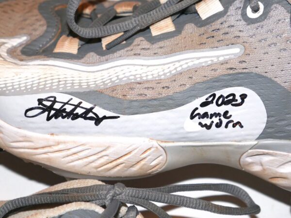 Javier Valdes 2023 Mississippi Braves Game Worn & Signed Gray & White Nike React Baseball Cleats