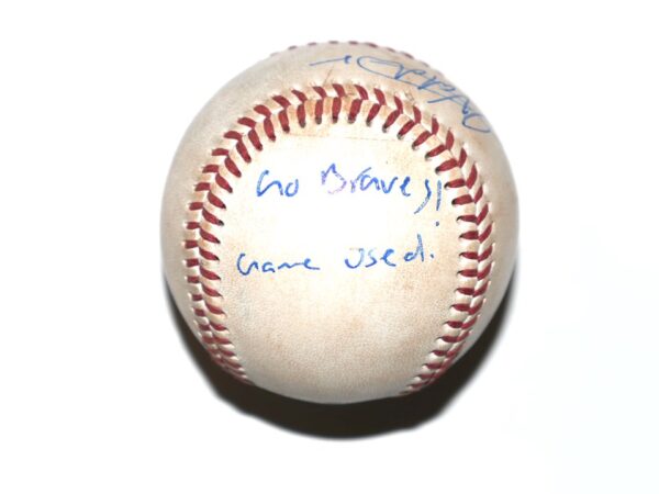 Javier Valdes Signed Go Braves! Game Used Official Minor League Baseball