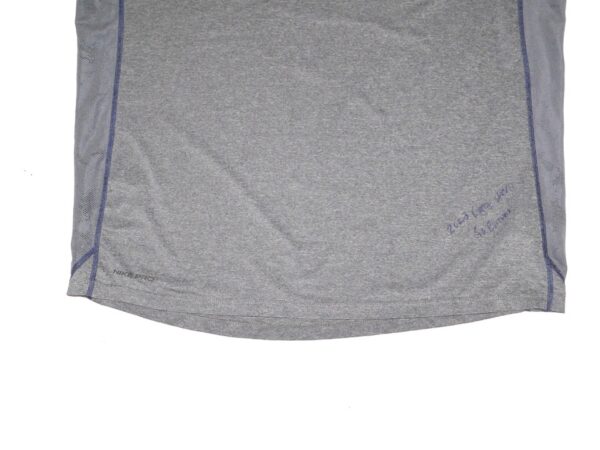 Landon Stephens 2023 Mississippi Braves Game Worn & Signed Gray & Blue Nike Baseball Shirt