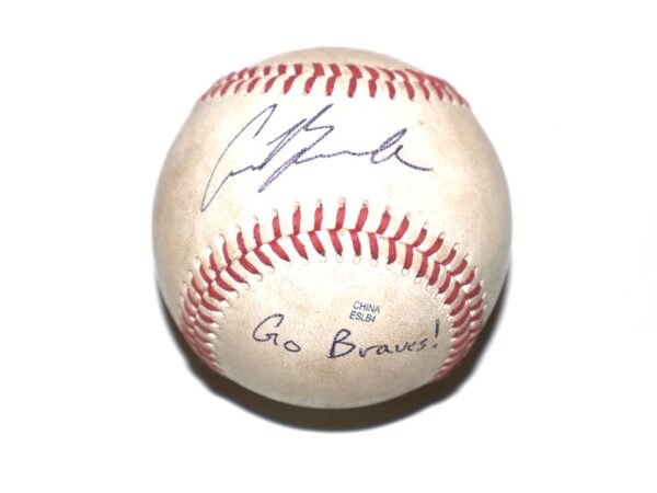 Cade Bunnell Mississippi Braves Signed Game Used Official Minor League Baseball