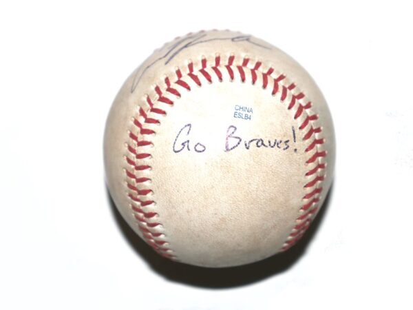 Cade Bunnell Mississippi Braves Signed Game Used Official Minor League Baseball