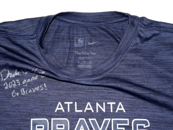 Drake Baldwin 2023 Game Worn & Signed Official Atlanta Braves Baseball Nike Dri-Fit Shirt