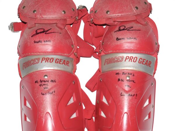 Drew Lugbauer Rome Braves Game Worn & Signed Force3 Pro Gear Catcher Leg Guards