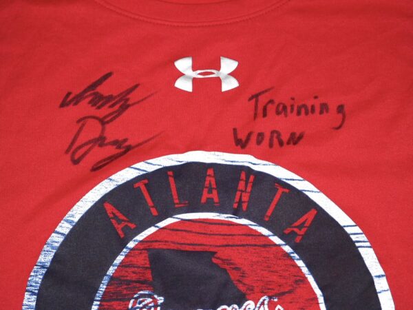 Indigo Diaz Training Worn & Signed Official Red Atlanta Braves Long Sleeve Under Armour 2XL Shirt