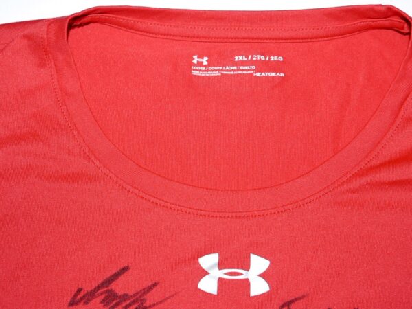 Indigo Diaz Training Worn & Signed Official Red Atlanta Braves Long Sleeve Under Armour 2XL Shirt