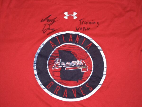 Indigo Diaz Training Worn & Signed Official Red Atlanta Braves Long Sleeve Under Armour 2XL Shirt