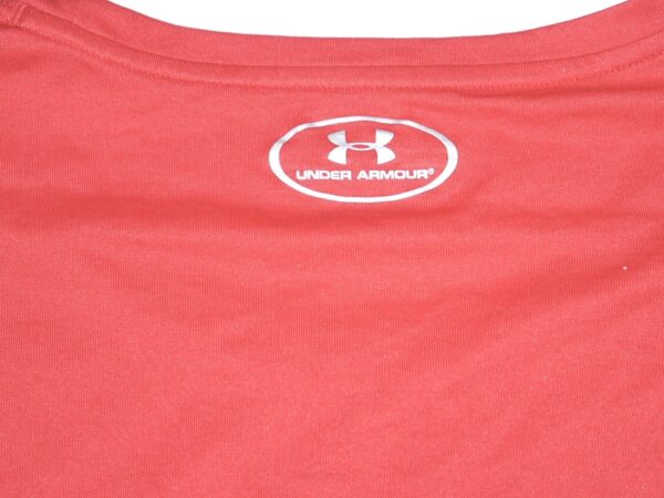 Indigo Diaz Training Worn & Signed Official Red Atlanta Braves Long Sleeve Under Armour 2XL Shirt