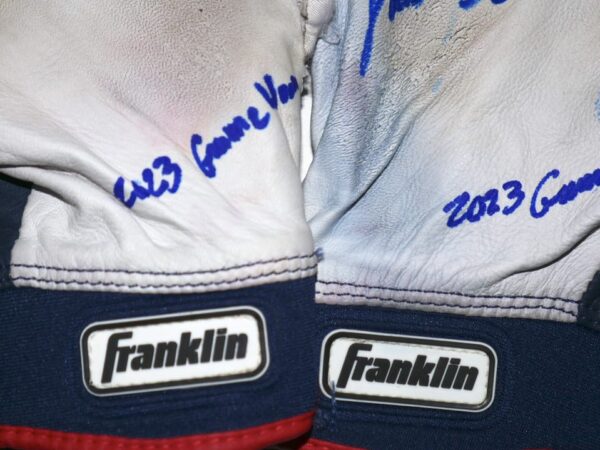 Landon Stephens 2023 Mississippi Braves Game Worn & Signed Franklin Powerstrap Batting Gloves