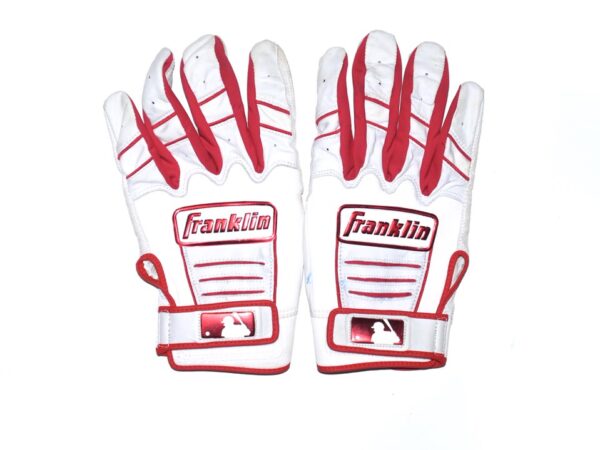 Landon Stephens 2023 Mississippi Braves Game Worn & Signed White & Red Franklin Batting Gloves