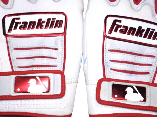 Landon Stephens 2023 Mississippi Braves Game Worn & Signed White & Red Franklin Batting Gloves