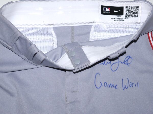 Stuart Fairchild 2023 Cincinnati Reds Game Worn & Signed Gray Nike Pants