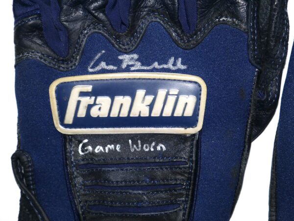 Cade Bunnell 2023 Mississippi Braves Game Worn & Signed Blue & Black Franklin Batting Gloves