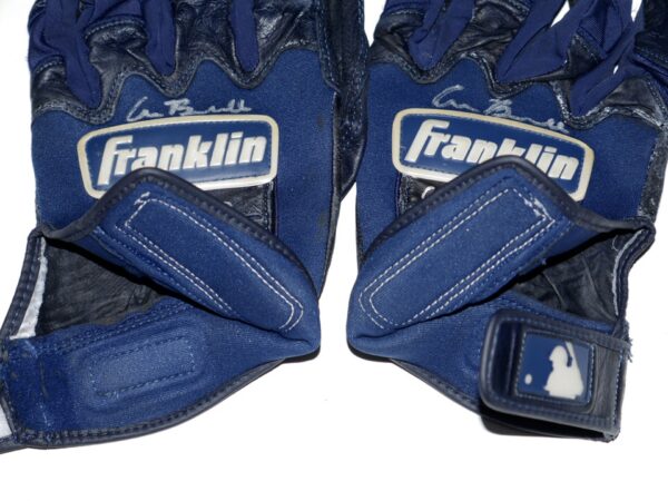 Cade Bunnell 2023 Mississippi Braves Game Worn & Signed Blue & Black Franklin Batting Gloves