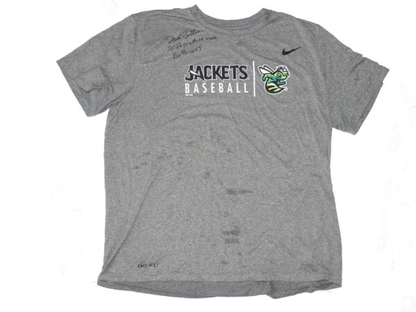 Drake Baldwin Practice Worn & Signed Official Augusta GreenJackets Baseball Nike Dri-Fit XXL Shirt