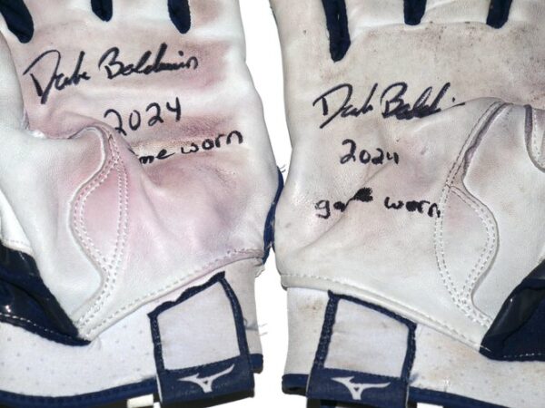 Drake Baldwin 2024 Atlanta Braves Game Worn & Signed White & Blue Mizuno Batting Gloves