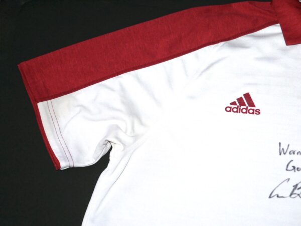 Cade Bunnell Team Issued & Signed Official White & Crimson Indiana Hoosiers Adidas Polo XL Shirt - Worn for Travel!