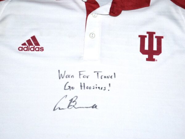 Cade Bunnell Team Issued & Signed Official White & Crimson Indiana Hoosiers Adidas Polo XL Shirt - Worn for Travel!