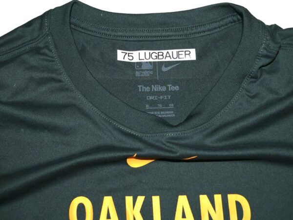 Drew Lugbauer 2024 Spring Training Worn & Signed Official Oakland Athletics 75 LUGBAUER Long Sleeve Nike Dri-Fit XL Shirt