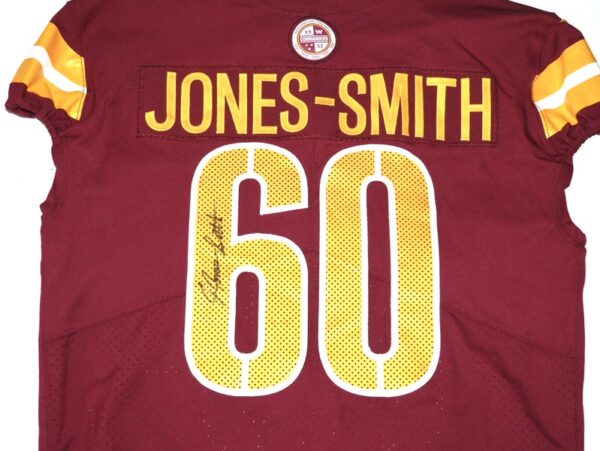 Jaryd Jones-Smith Game Used & Signed Official Burgundy Washington Commanders #60 Nike Jersey