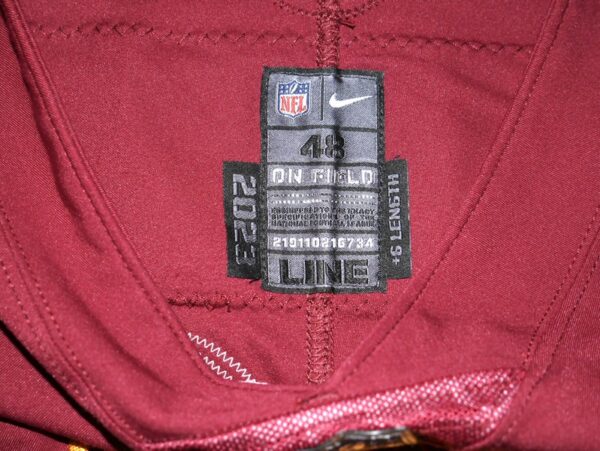 Jaryd Jones-Smith Game Used & Signed Official Burgundy Washington Commanders #60 Nike Jersey