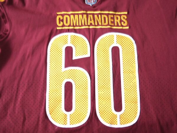 Jaryd Jones-Smith Game Used & Signed Official Burgundy Washington Commanders #60 Nike Jersey