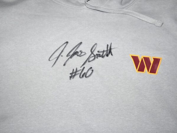 Jaryd Jones-Smith Player Issued & Signed Official Gray Washington Commanders #60 Nike 3XL Pullover Hoodie