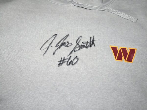 Jaryd Jones-Smith Player Issued & Signed Official Gray Washington Commanders #60 Nike 3XL Pullover Hoodie