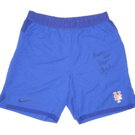 Coleman Crow 2023 Practice Worn & Signed LFGM! Official New York Mets Nike Dri-Fit Shorts