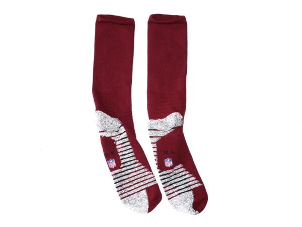 Jaryd Jones-Smith Washington Commanders 2023 Training Camp Worn Burgundy Nike XL Socks