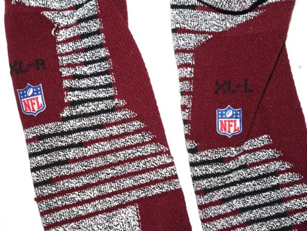 Jaryd Jones-Smith Washington Commanders 2023 Training Camp Worn Burgundy Nike XL Socks