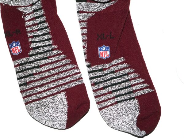 Jaryd Jones-Smith Washington Commanders 2023 Training Camp Worn Burgundy Nike XL Socks