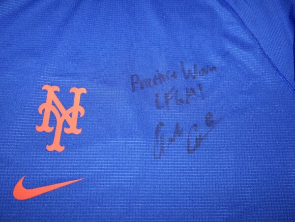 Coleman Crow 2023 Practice Worn & Signed LFGM! Official New York Mets Long Sleeve Nike Dri-Fit Shirt