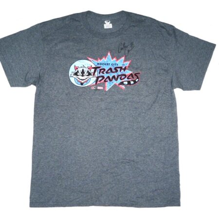 Coleman Crow Team Issued & Signed Rocket City Trash Pandas Marvel's Defenders of the Diamond Shirt