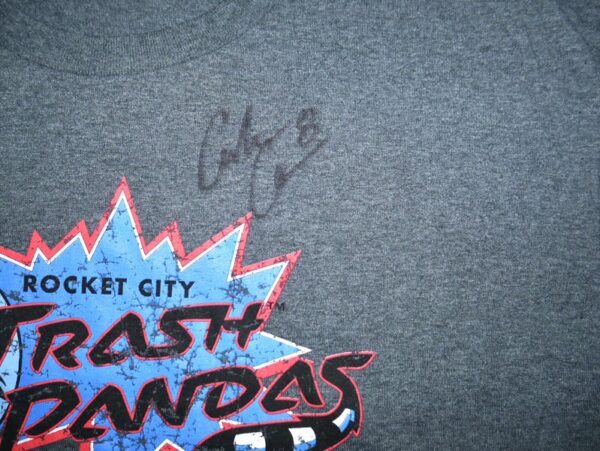 Coleman Crow Team Issued & Signed Rocket City Trash Pandas Marvel's Defenders of the Diamond Shirt