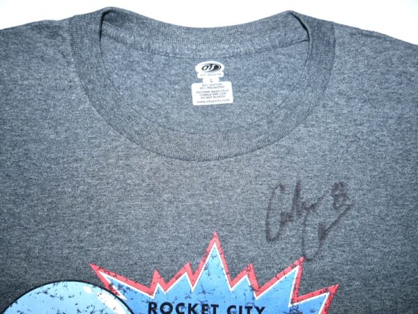 Coleman Crow Team Issued & Signed Rocket City Trash Pandas Marvel's Defenders of the Diamond Shirt