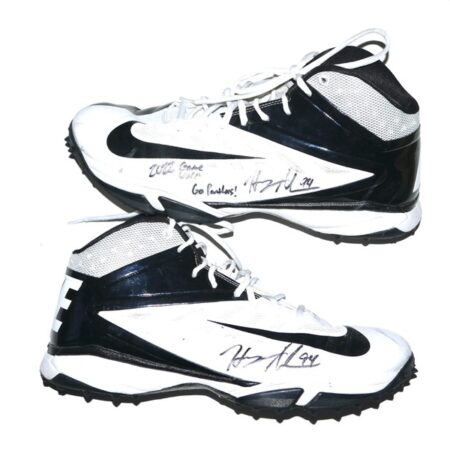 Henry Anderson Carolina Panthers #94 Game Worn & Signed White & Black Nike Vapor Pro Turf Cleats