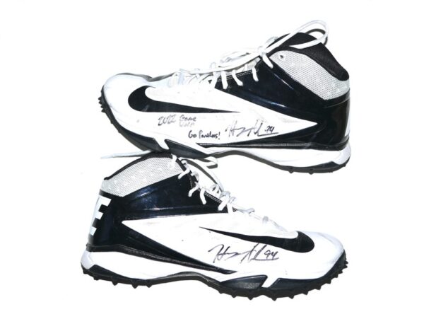 Henry Anderson Carolina Panthers #94 Game Worn & Signed White & Black Nike Vapor Pro Turf Cleats