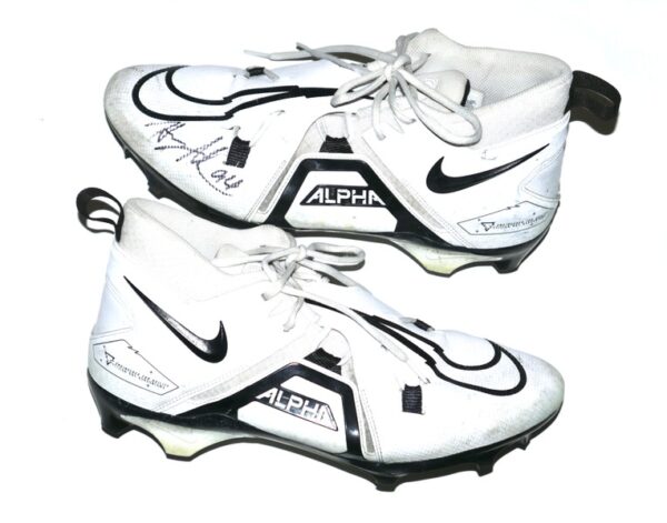 Henry Anderson Carolina Panthers Game Worn & Signed White & Black Nike Alpha Football Cleats