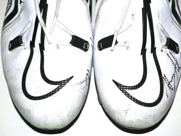 Henry Anderson Carolina Panthers Game Worn & Signed White & Black Nike Alpha Football Cleats