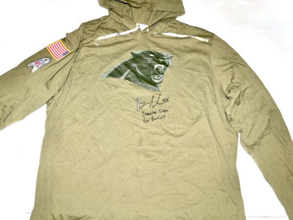 Henry Anderson Player Issued & Signed Official Carolina Panthers #94 Salute To Service Nike Hooded Shirt