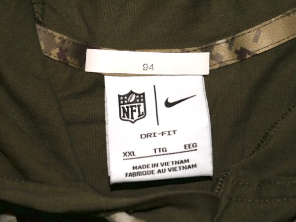 Henry Anderson Player Issued & Signed Official Carolina Panthers #94 Salute To Service Nike Hooded Shirt