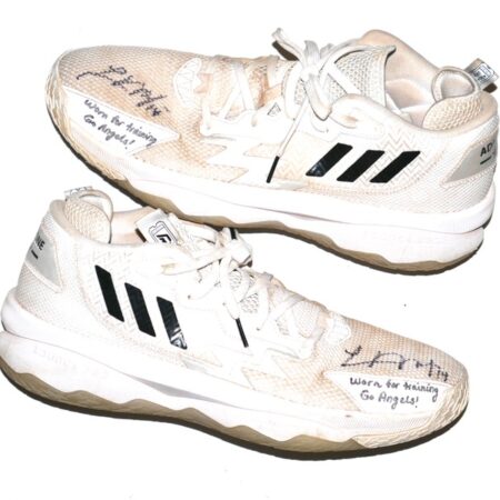 Logan O'Hoppe 2023 Los Angeles Angels #14 Training Worn & Signed Adidas Dame 8 Admit One Shoes