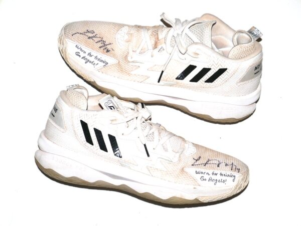 Logan O'Hoppe 2023 Los Angeles Angels #14 Training Worn & Signed Adidas Dame 8 Admit One Shoes